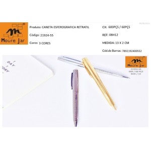 :MJ21924-55  CANETA ESFEROGRAFICA RETRATIL CORPO METAL-------CX:600PÇS/MIN:60PÇS-BOX:12PÇS