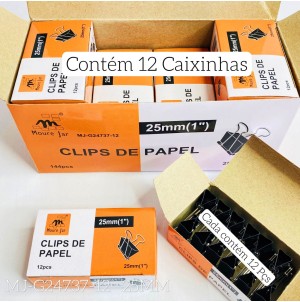 MJ-24737-12  CLIPS PARA PAPEL, DE METAL25mm.. CX 240PÇS SUB 120PÇS MUL/12