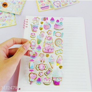 MJ2479-6 CARTELA ADESIVA COM DESENHOS. CX1200 PÇS SUB 120 PÇS MUL/12