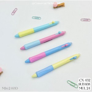 REF: MJ6240D CANETA ESFEROGRAFICA COM APAGADOR E OUTO LADO PARA ESCRITA, COM CORPO EMBORRACHADO ----- CX:432PÇS/MIN:120PÇS/MUL:24PÇS