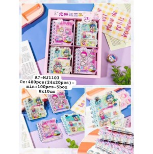 CADERNO. REF:A7-MJ-1103 LABUBU ------------- CX:480PÇS/MIN:120PÇS-MUL:24PÇS   