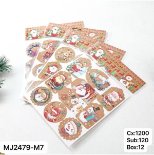 REF: MJ2479-M7 CARTELA ADESIVA DE PAPEL, COM DESENHOS NATALINOS ---------------- CX:1200PÇS/SUB:120PÇS-BOX:12PÇS  
