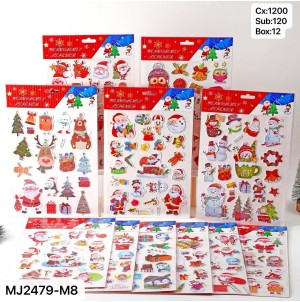 REF: MJ2479-M8 CARTELA ADESIVA DE PAPEL, COM DESENHOS NATALINOS ---------------- CX:1200PÇS/SUB:120PÇS-BOX:12PÇS  